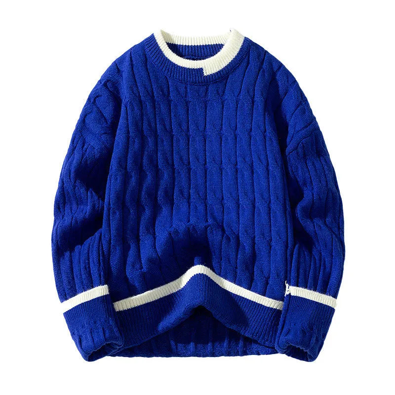 Men's loose fit modal acrylic long sleeve pullover sweater in light blue