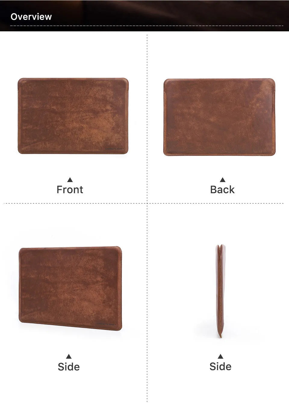 Brown crazy horse leather laptop bag for 13.3-inch MacBook Pro and Air in horizontal style