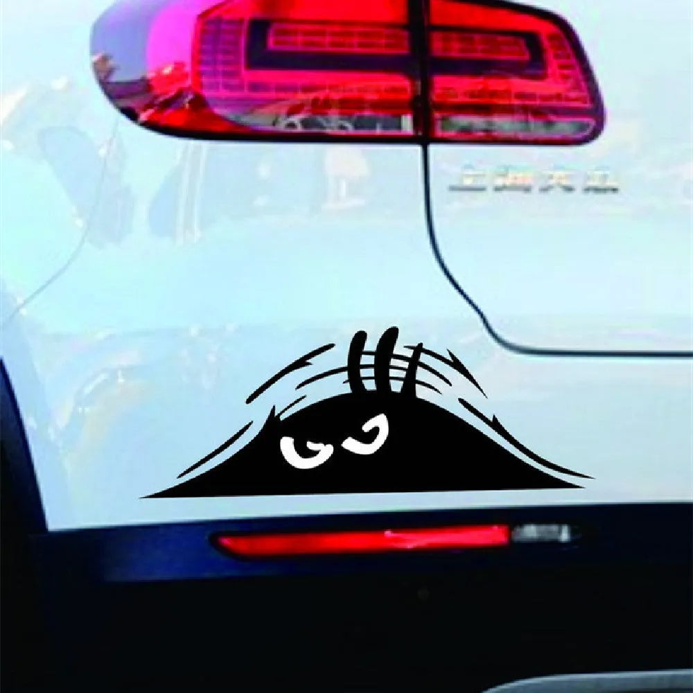 Set of four self-adhesive vinyl body stickers showing smiley and angry face designs, each measuring 19cm by 7cm.
