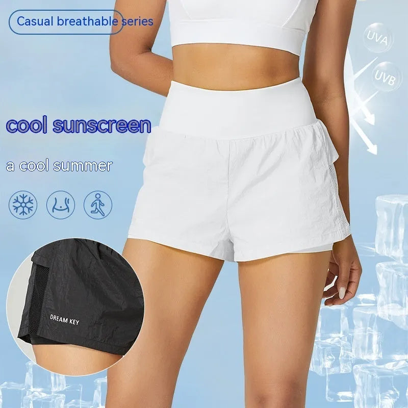 Women's loose fit cotton blend quick-drying sports shorts in rose pink colour