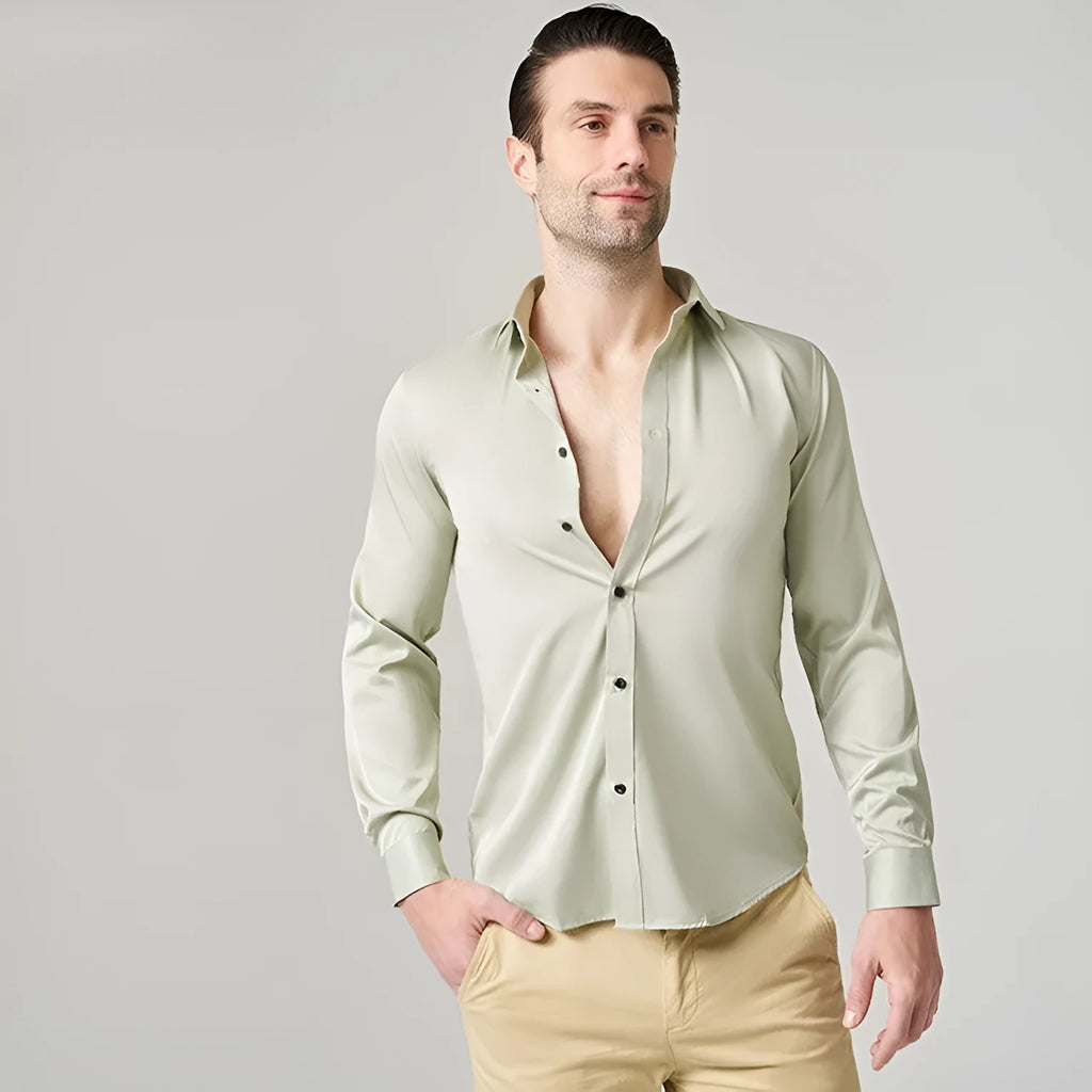 Men's stretch long sleeve work shirt in polyester available in sizes S to 3XL with multiple colour options