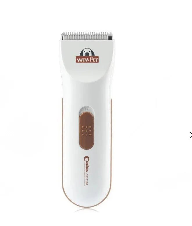 White pet electric hair clipper with ceramic blade for dog and cat grooming