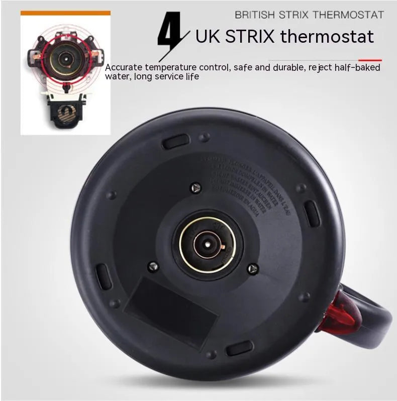 White automatic stainless steel kettle with touch control panel and 1L capacity.