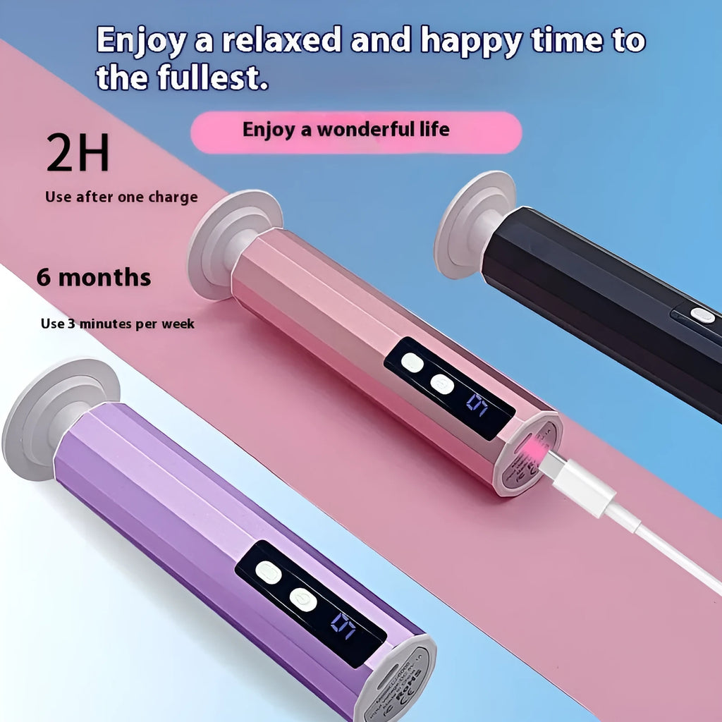 USB-powered electric callus remover manicure set with grinding wheel patches in black, pink, or purple.