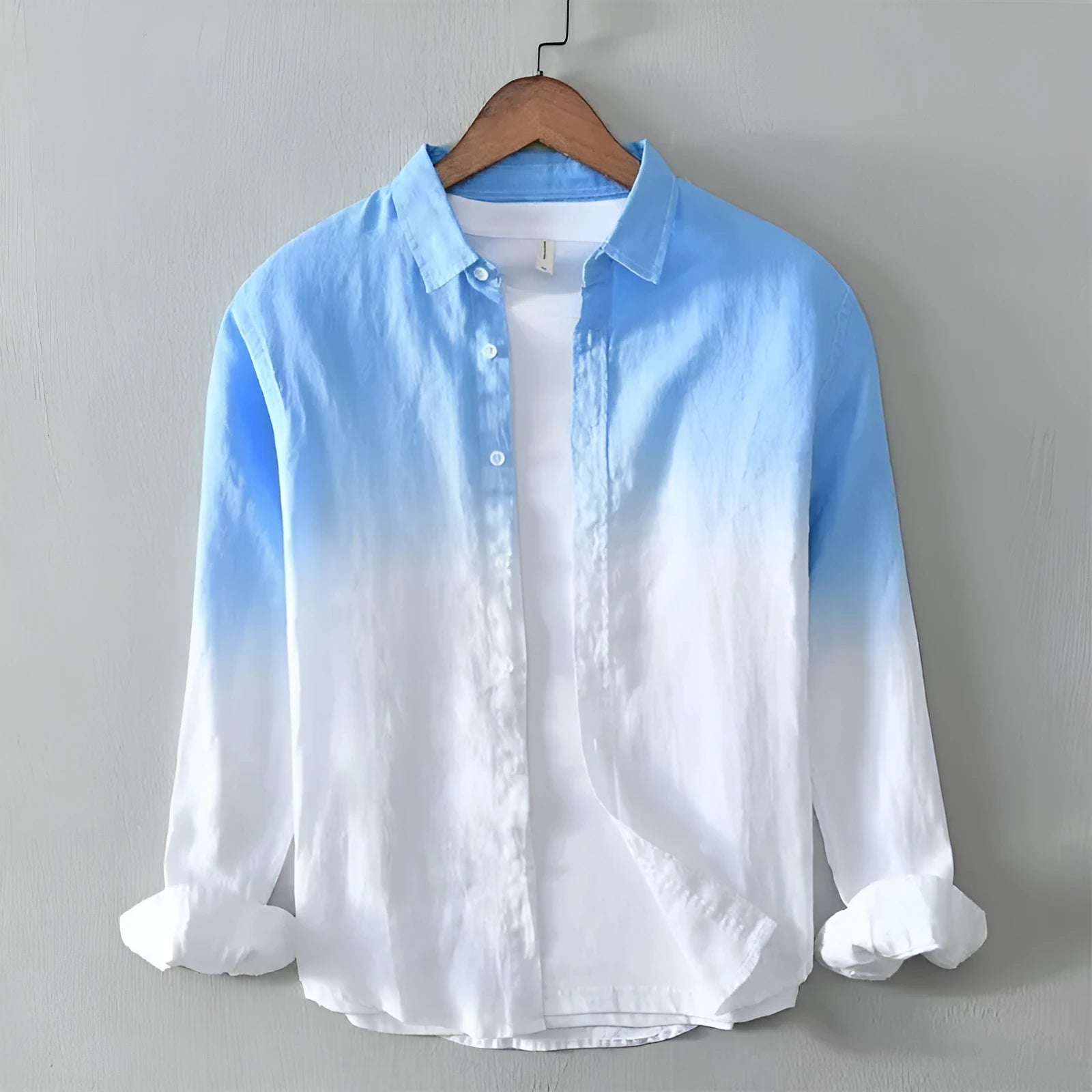 Loose top coat in polyester hemp blend available in dark blue, light blue, yellow colours