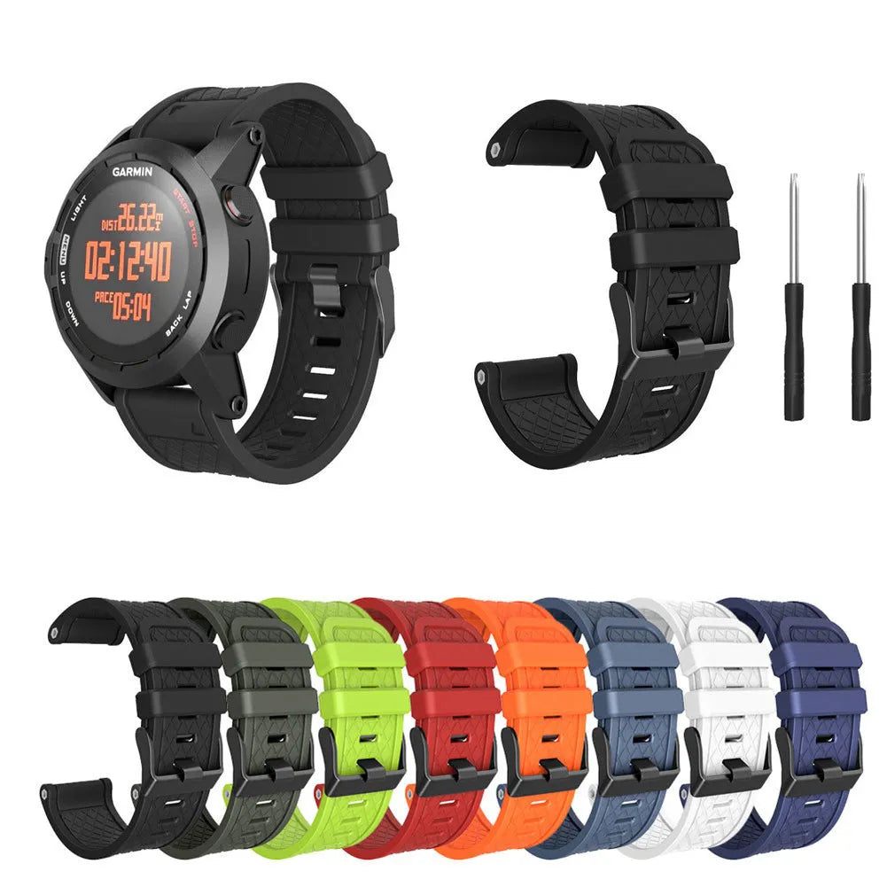 Jiaming 26mm silicone watch strap with stainless steel watch-button closure in multiple colour options