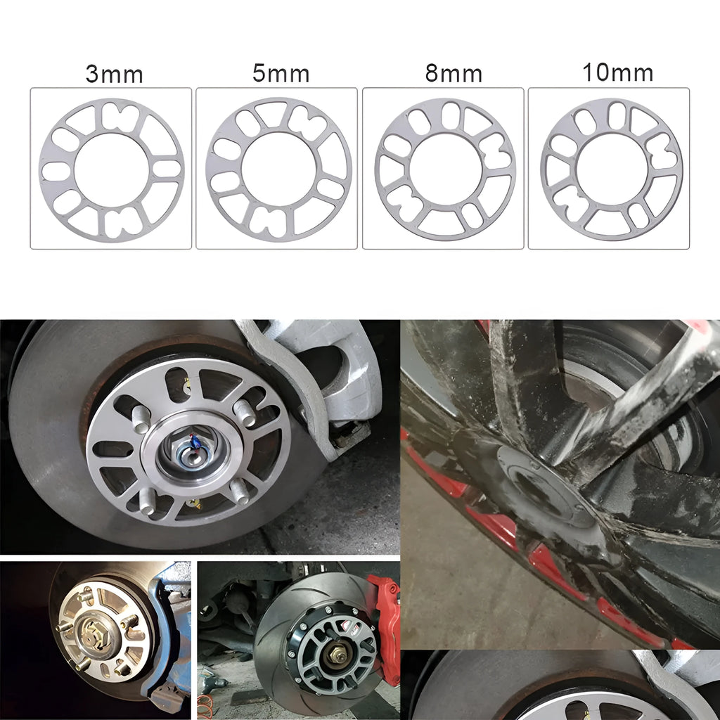 Universal automotive wheel hub widening gasket spacer in 3mm 5mm 8mm 10mm thicknesses.