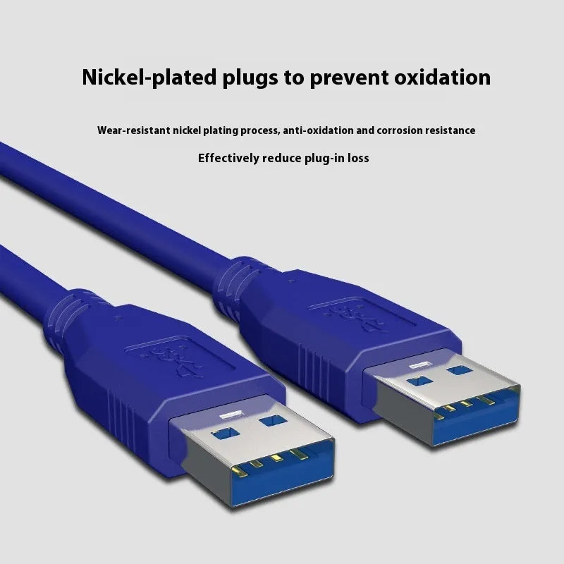 USB 3.0 Type-A male to male data cable for mobile hard disk boxes with nickel-plated connectors.