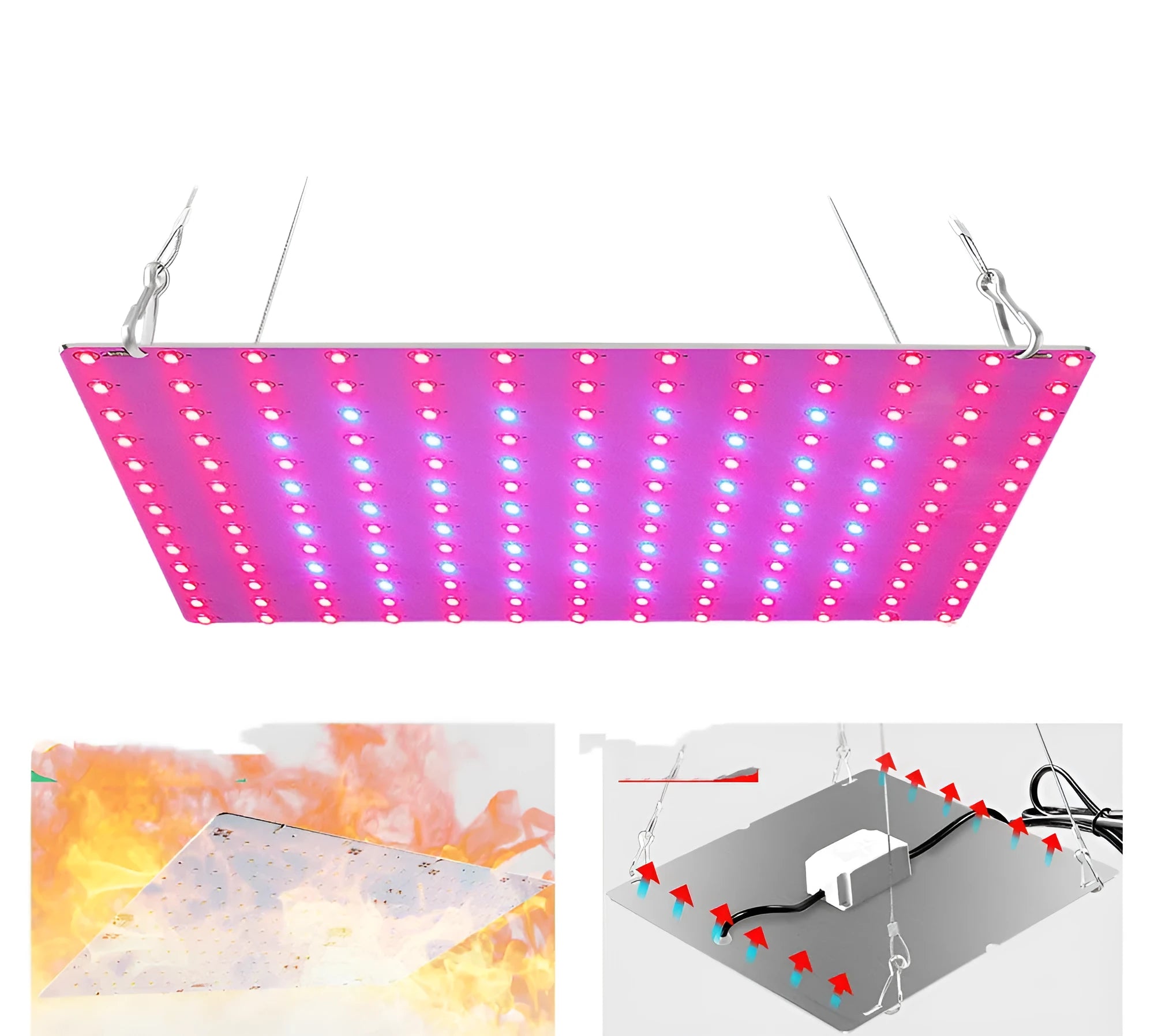 Silver aluminum hook-mount LED plant growth light for indoor fruits and vegetables