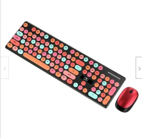 Vibrant yellow wireless keyboard and mouse set with USB receivers on a desk