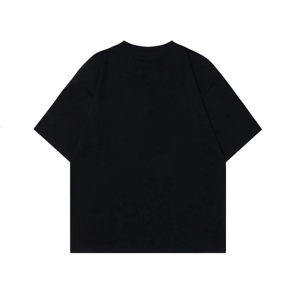 Men's loose fit pure cotton short sleeve t-shirt with retro graphic print in black or melange gray
