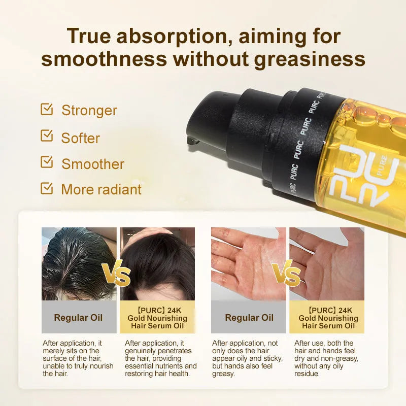 Yellow 50ml hair essential oil bottle for curly hair split ends repair and scalp care