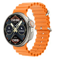 K9 smart watch with round screen and silicone strap shown on wrist