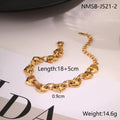 Women's hollowed-out heart bracelet in stainless steel with gold, steel, or colour block electroplated finish.