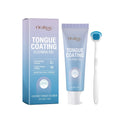 Tongue coating cleaning gel kit showing 50g tube and tongue brush for oral hygiene