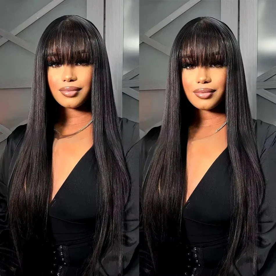 Women's natural colour full-mechanism human hair wig with length options display