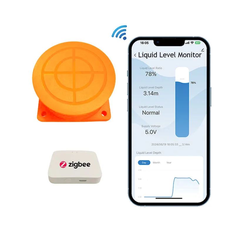 Wireless fluid level monitor for tank remote monitoring with mobile app control