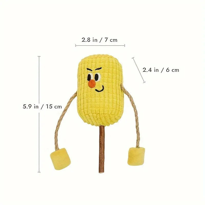 Corn cob shaped wooden cat tooth cleaning toy with catnip, 7cm diameter