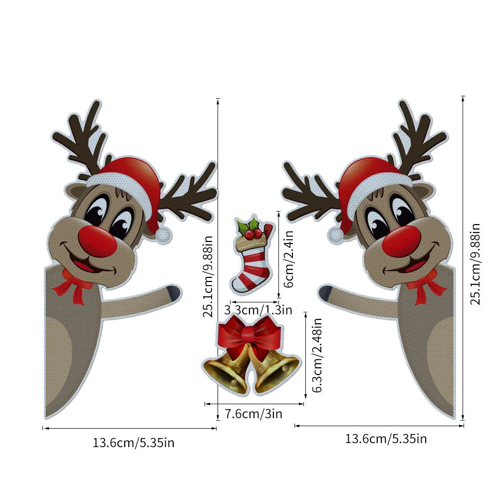 Christmas elk bell cartoon design magnetic reflective bumper stickers for vehicle decoration