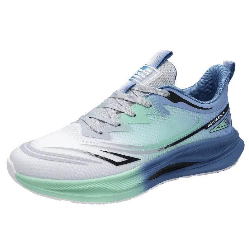 Men's low-top casual shoes in grey green with woven mesh upper and rubber sole.