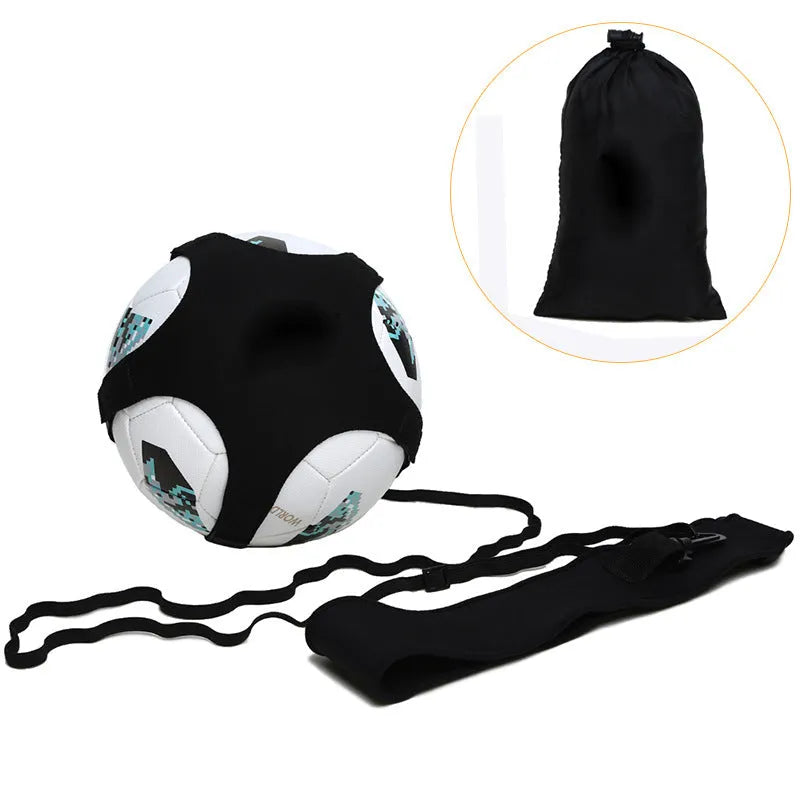 Black football juggling belt with a 2 metre long rope for solo training drills.
