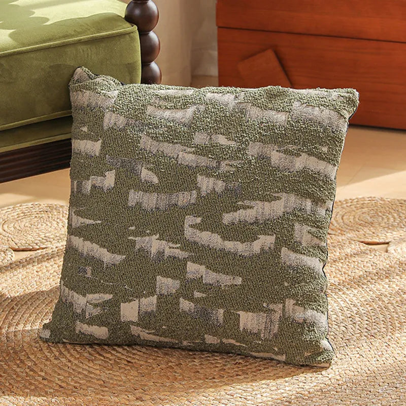 Nordic style 45cm square Jacquard waist pillow cover with retro plant and flower pattern
