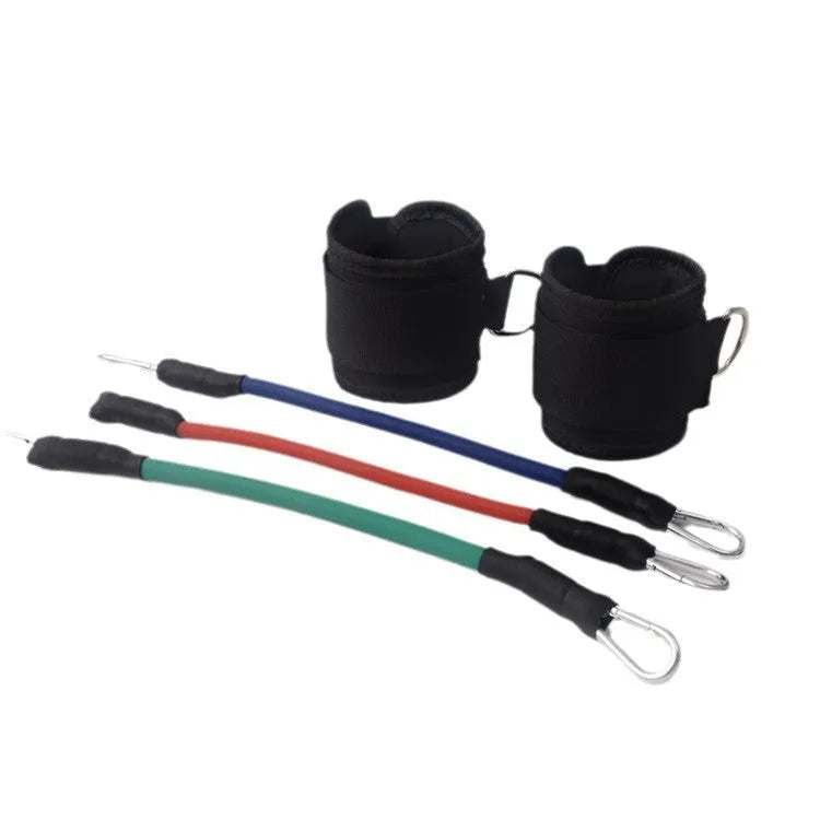 Black rubber Taekwondo training pull rope set for leg resistance exercises