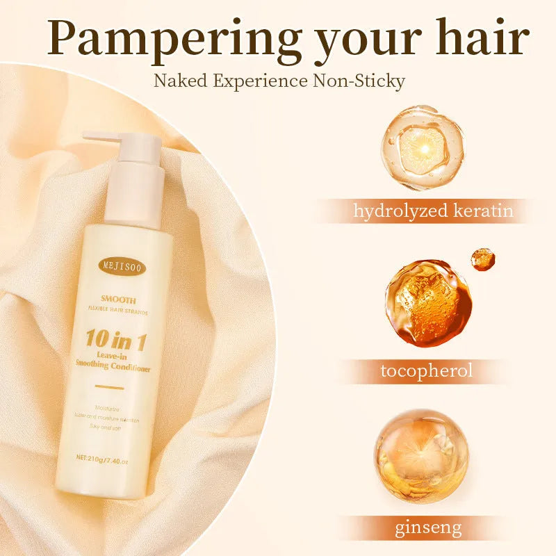 Wash-free Soft 10-in-1 Hair Conditioner in a 210g disposable bottle for ladies.