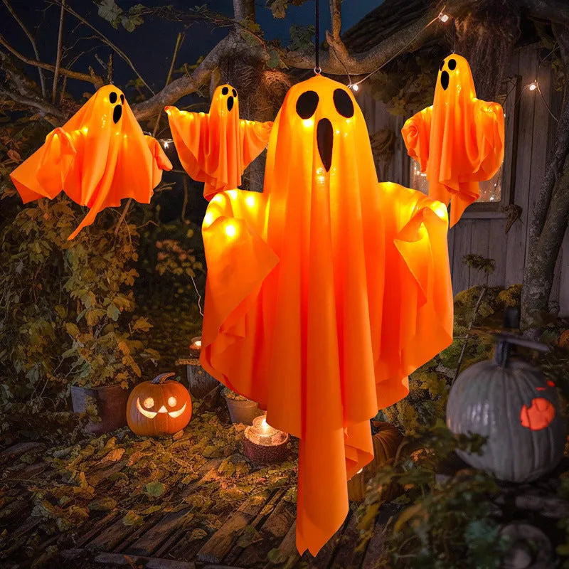 Halloween ghost indoor party light with cloth scream decoration in orange and white colour options