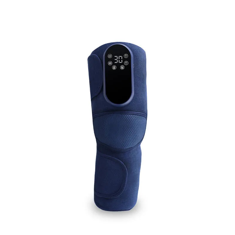 Airbag Blue self-heating knee massager showing wrap-around design for hot compress and massage therapy