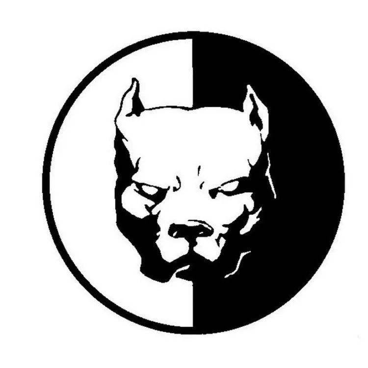 Square black, white, and red superhero bulldog design vinyl car sticker measuring 12cm.
