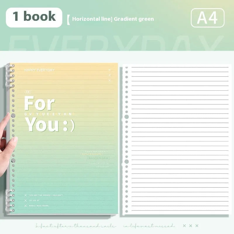 Removable coil gradient notepad with PP plastic cover in blue, green, pink, and purple options
