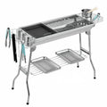 Stainless steel portable barbecue oven with turnover design and charcoal cooking surface