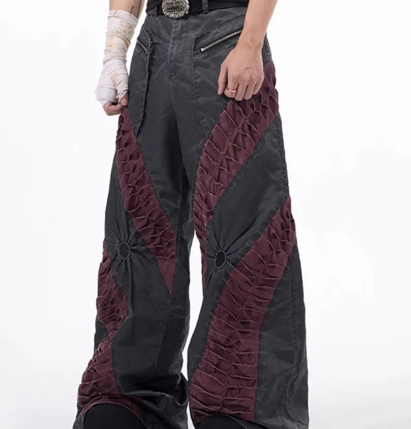 Retro three-dimensional keel casual sports pants in grey with straight hem design