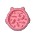 Green pet slow feeder bowl with raised internal ridges to slow eating for dogs and cats.