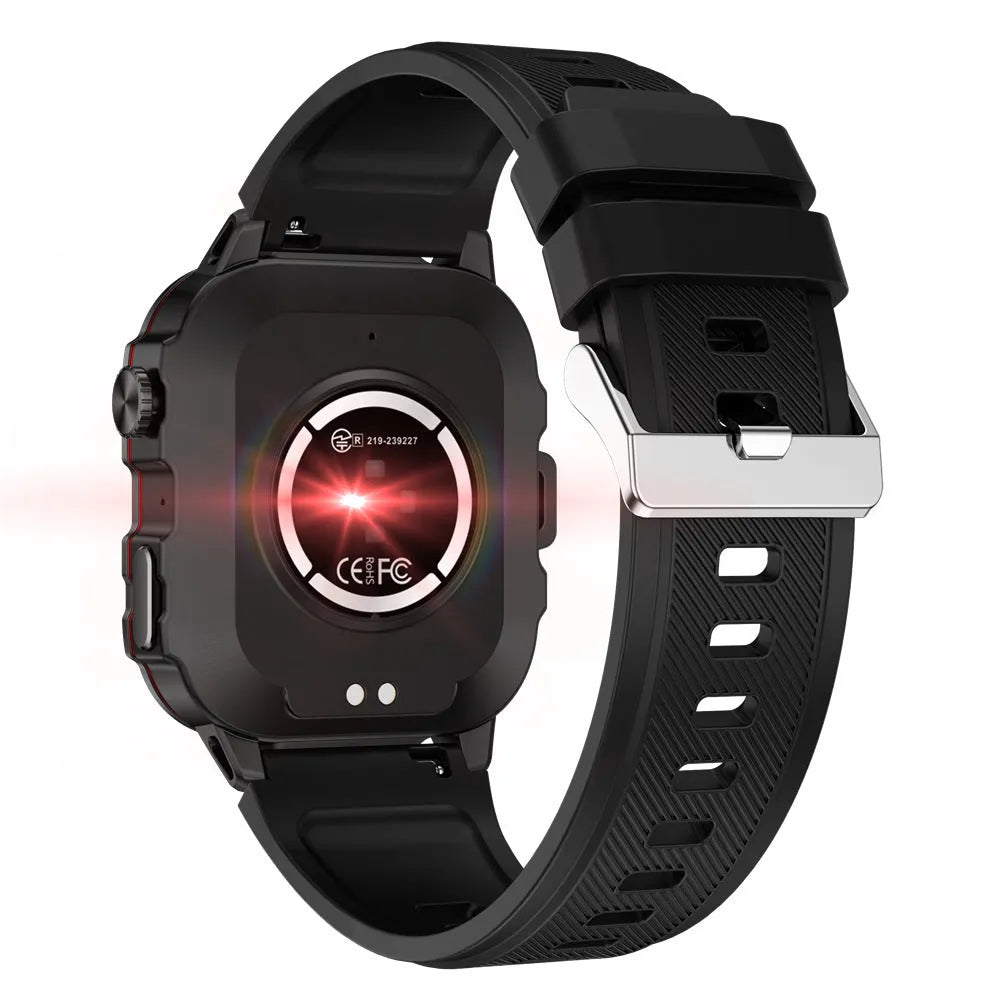 QX11 Smart Bluetooth Watch with zinc alloy case and TFT screen on a black silicone strap.
