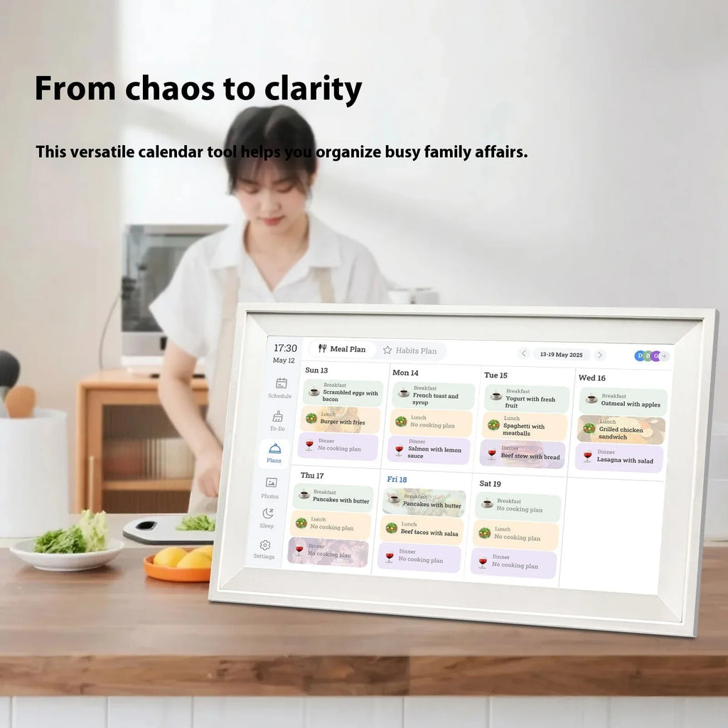White 15.6 inch smart digital photo frame with full HD display and mobile app control