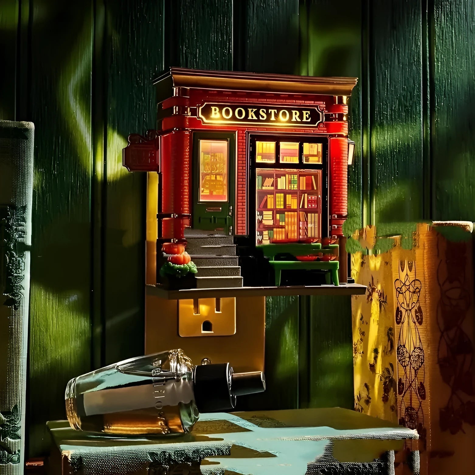 Small cartoon house Christmas night light ornament made of resin and plastic
