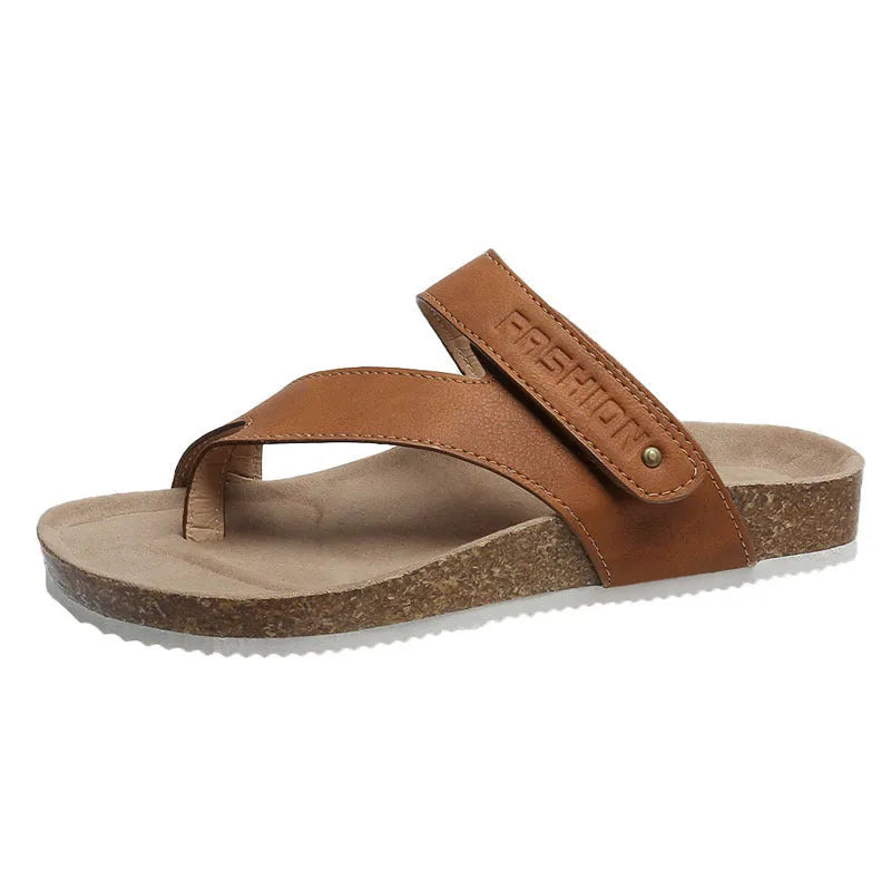 Flat toe ring thick-soled flip-flops in a solid colour with a foam sole.