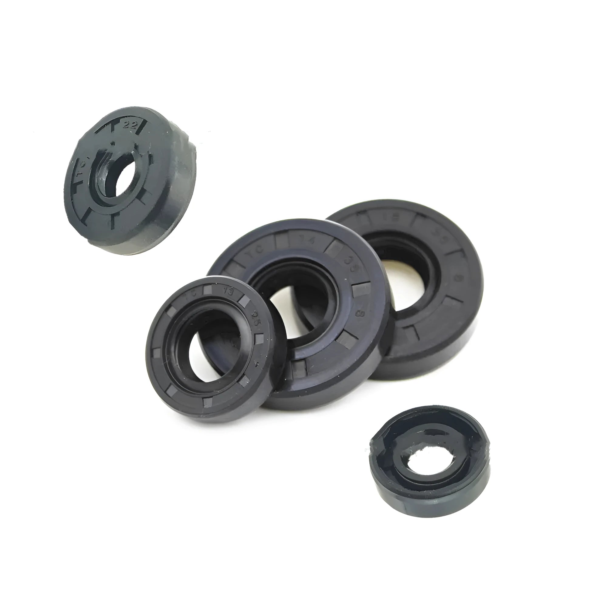 Motorcycle engine oil seal kit with 10 rubber seals in multiple sizes for Suzuki AG100