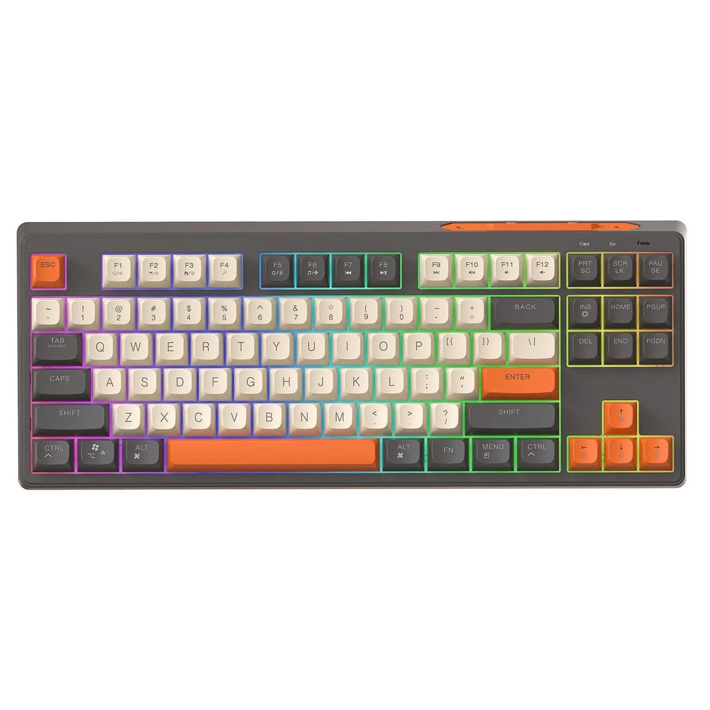 Free Wolf M87 wireless dual-mode keyboard in blueberry colour with compact 87-key layout