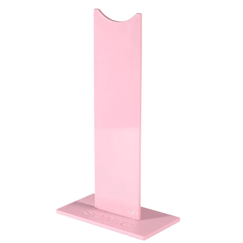 Pink detachable head-mounted gaming headset stand with non-slip silicone base