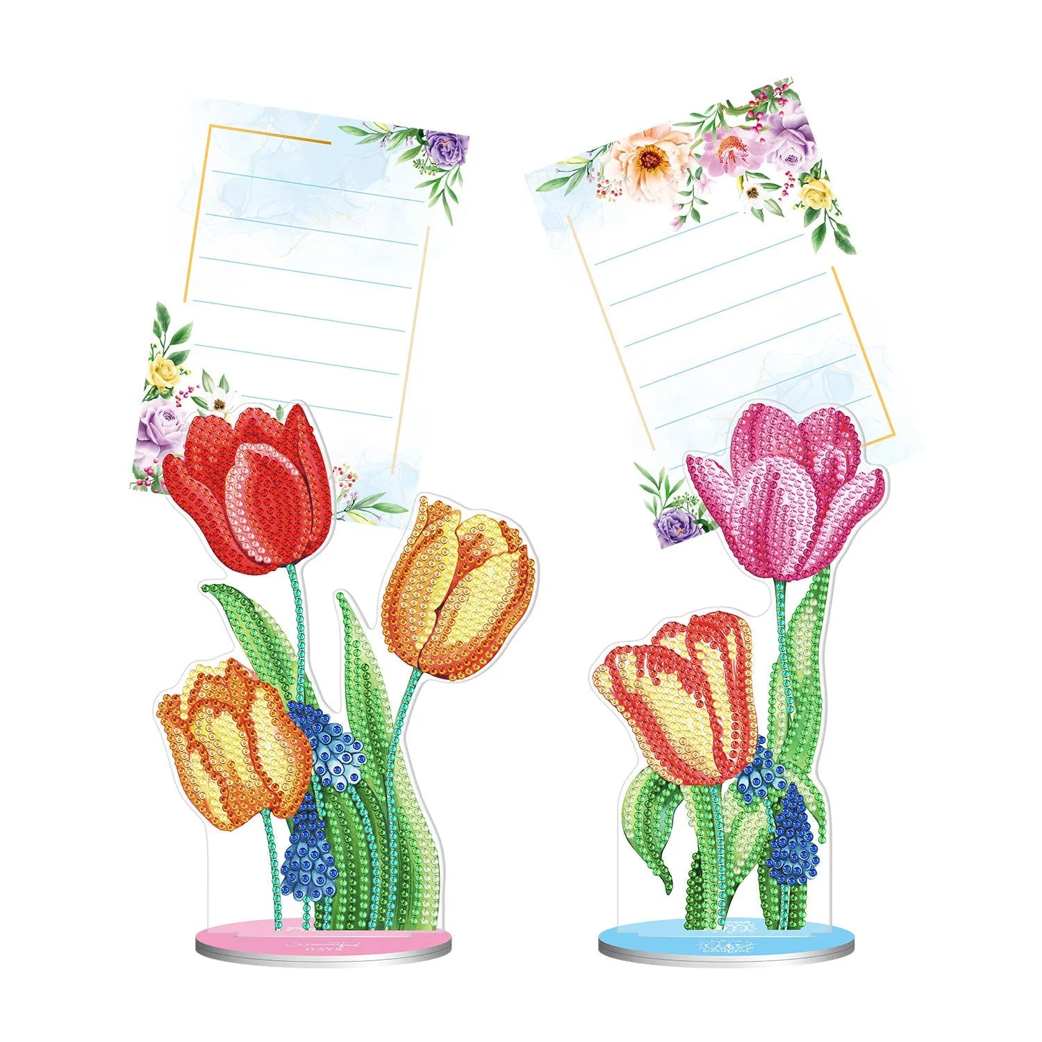 American style diamond painting decorative note clip with frameless handmade construction on desktop