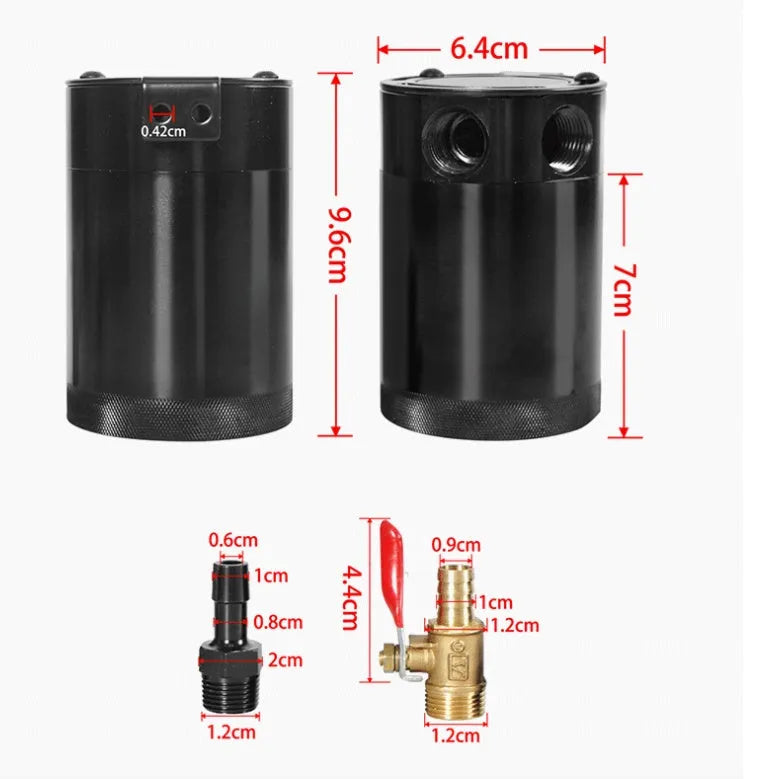 Aluminium automotive oil pot with oil-free valve and two-hole design