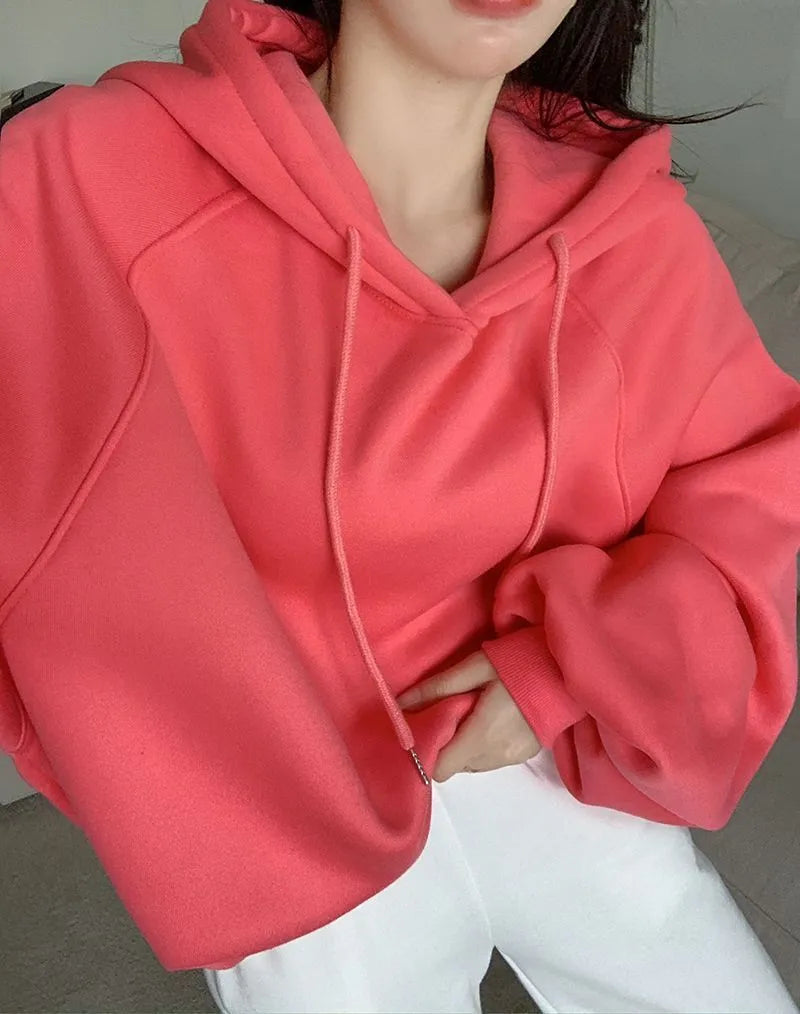 Women's watermelon red mulberry silk hooded sweater loose fit sleeveless