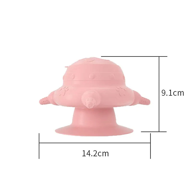 Pink silicone pet nursing bottle with bionic breast design and four pacifiers