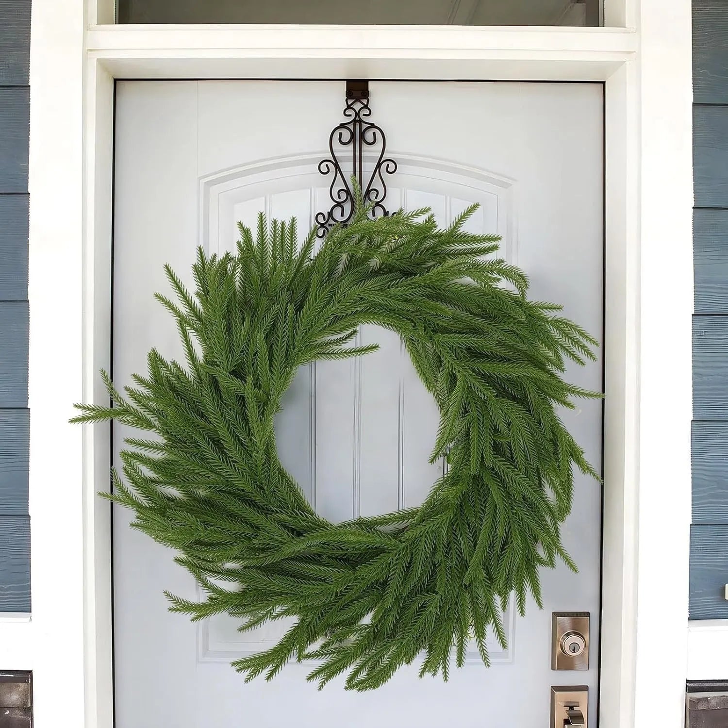 PE artificial front door garland with American country style design in 60cm length with varying leaf density options