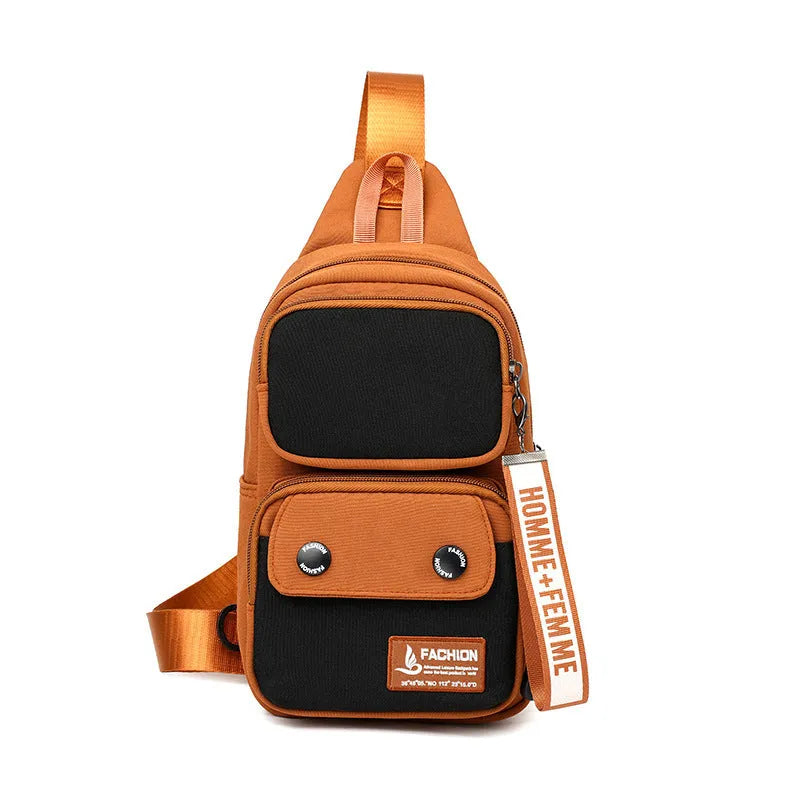 Nylon crossbody shoulder bag with multifunctional storage compartments in three colour options