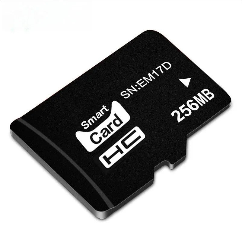 A 256MB TF series memory card with dimensions of 11mm by 15mm by 1mm