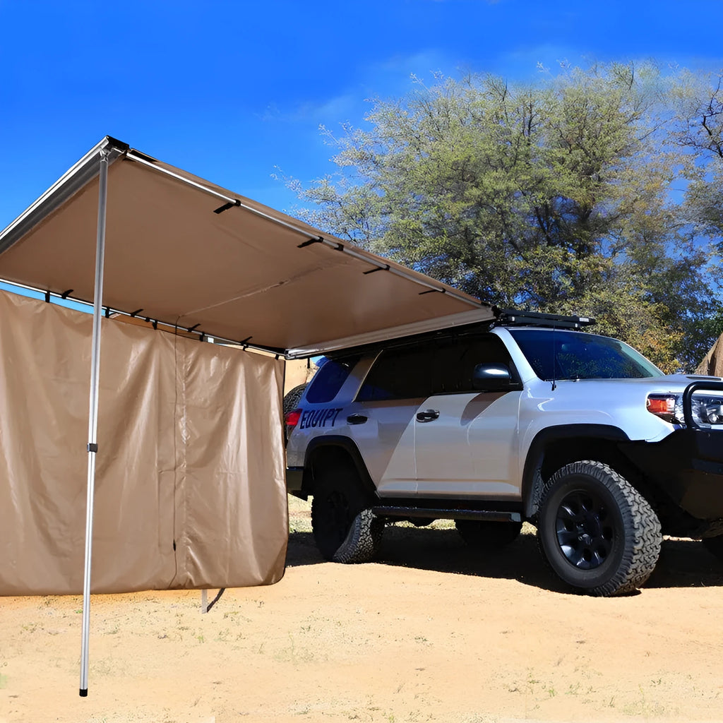 Two-bedroom camping tent with aluminium alloy poles and black glue finish